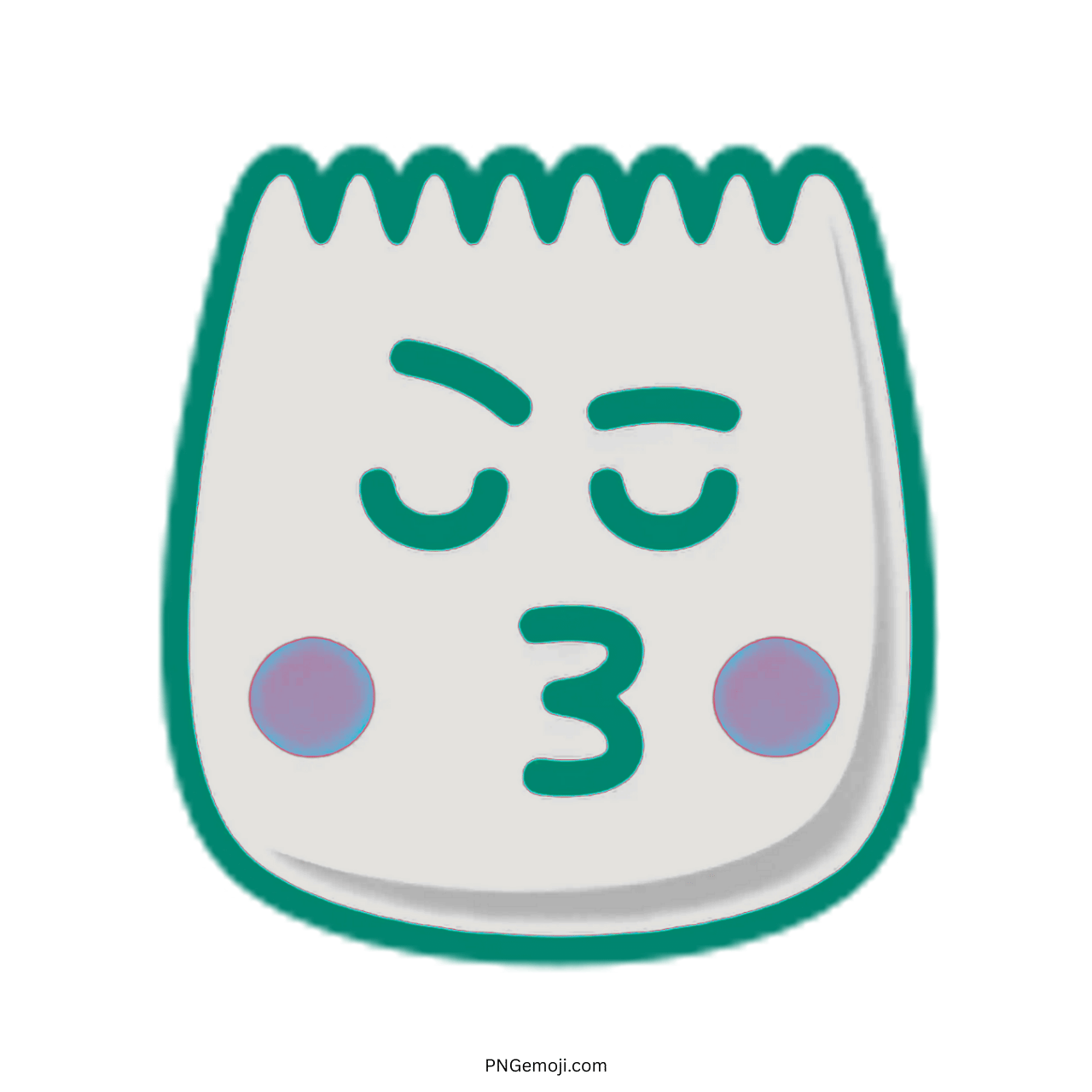 White teal outline TikTok pride emoji kiss face transparent background PNG