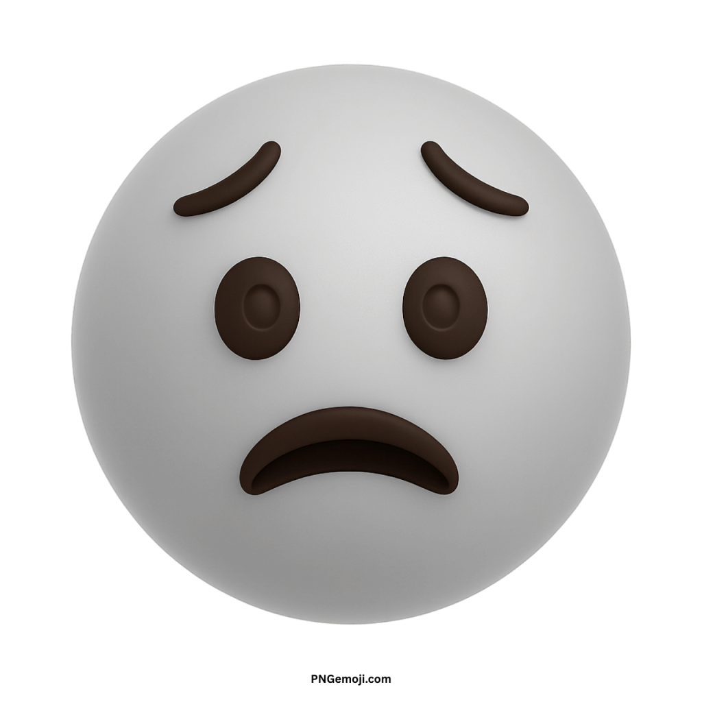 White worried face emoji showing scared, nervous, and anxious expression in 3D design