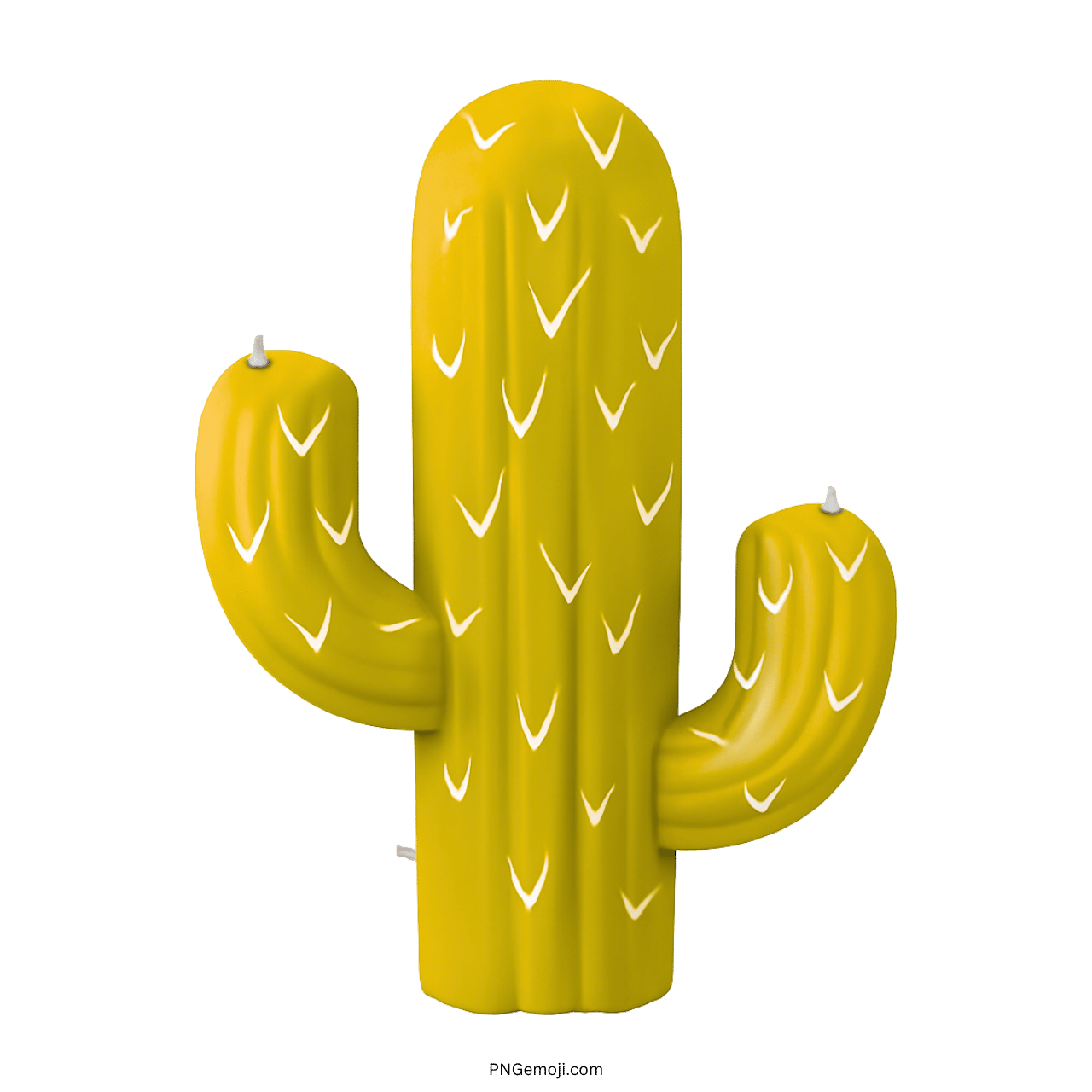 3D yellow cactus emoji with white markings, transparent PNG image