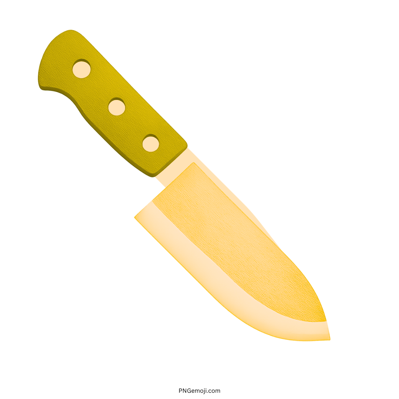 3D yellow and green knife emoji PNG with a transparent background for designs