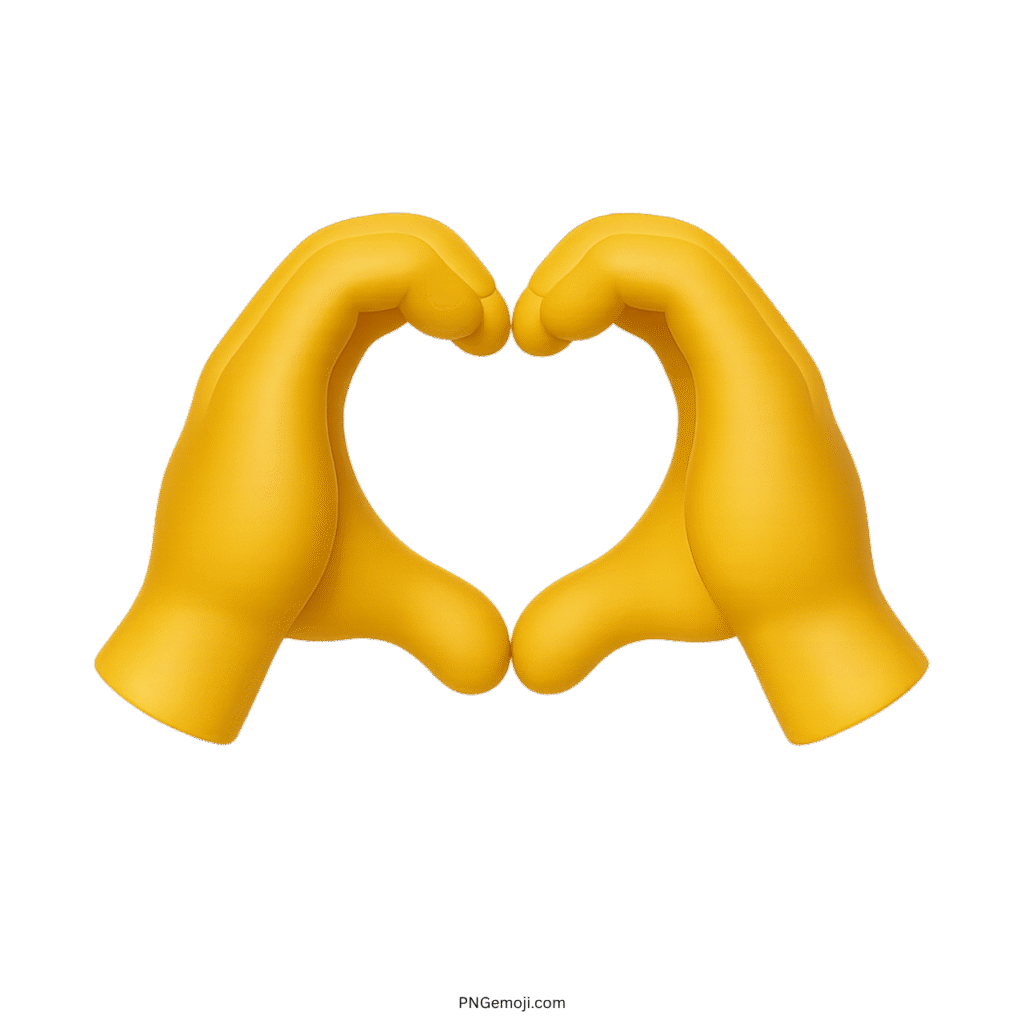 Yellow heart hand emoji with two hands forming a heart shape