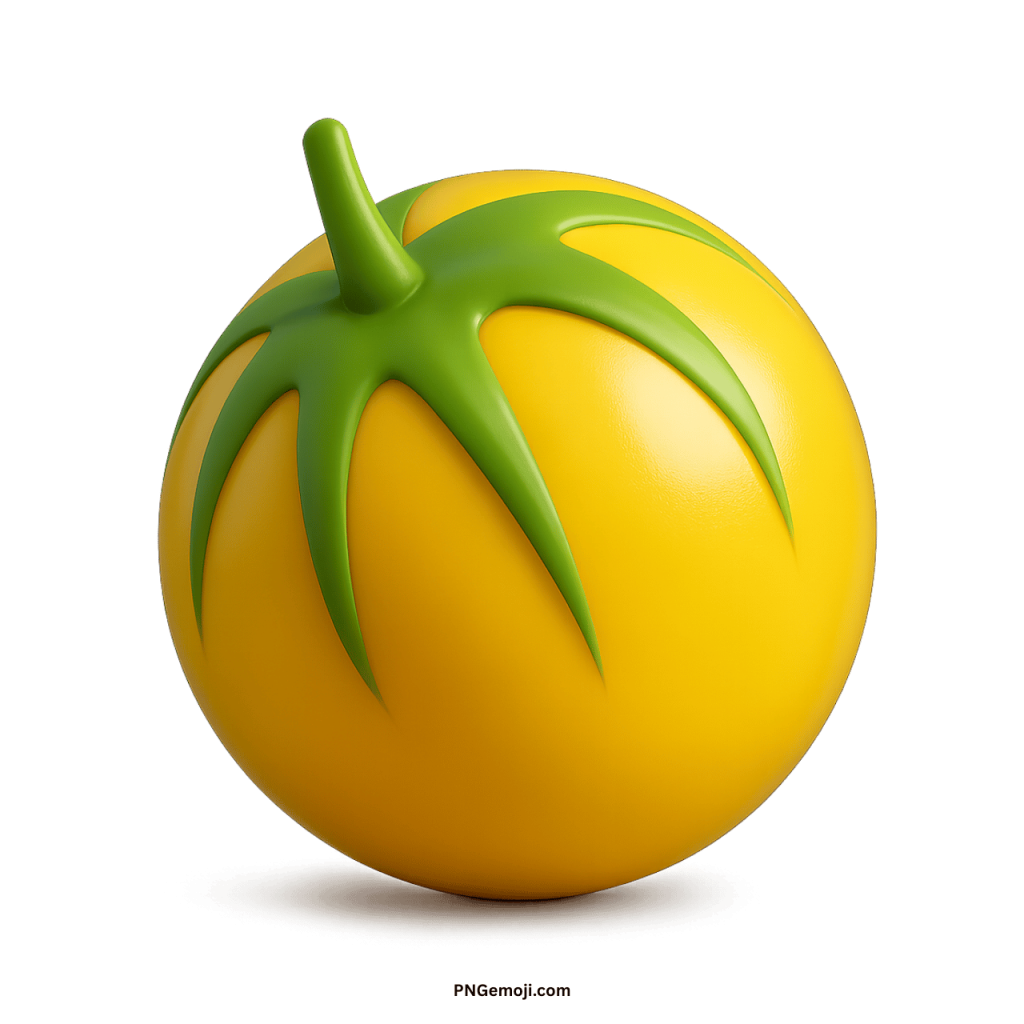 Yellow melon emoji with green stem colorful fruit icon for chats and design projects
