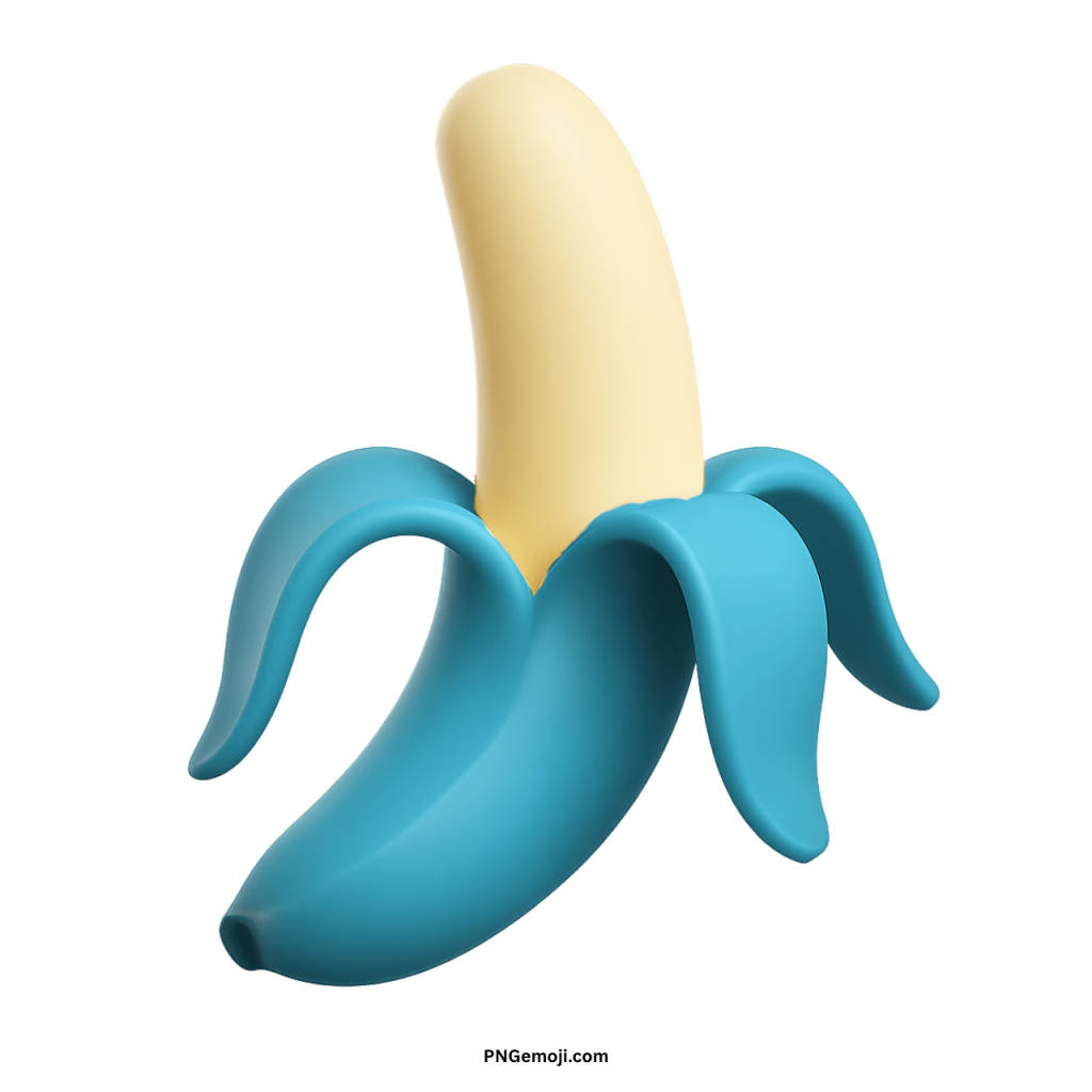 Blue peeled banana emoji symbol representing fun, creativity, fruit icon in digital communication