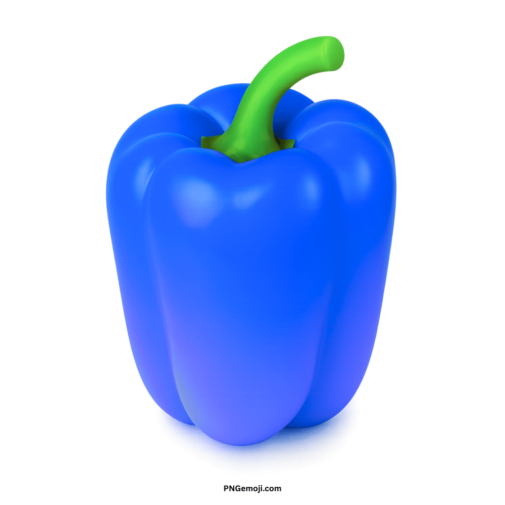 Blue bell pepper emoji icon showing fresh vegetable illustration in 3D design PNG style