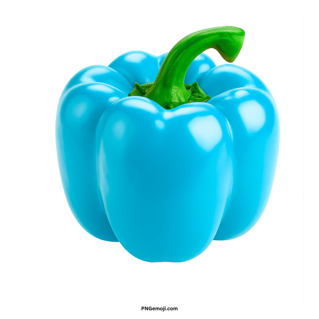 Realistic blue bell pepper PNG fresh vegetable illustration isolated with green stem