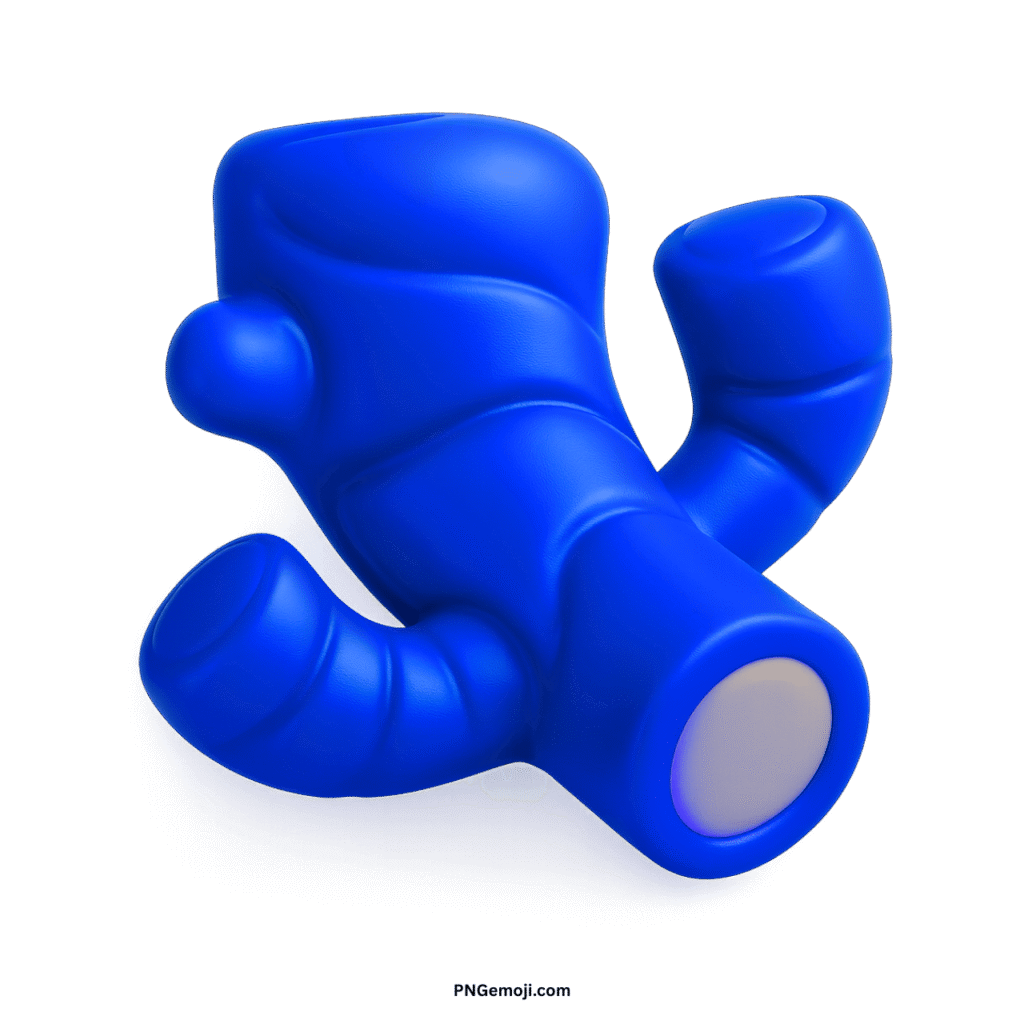 3D rendered vibrant blue ginger root emoji with smooth texture and light-colored tip.