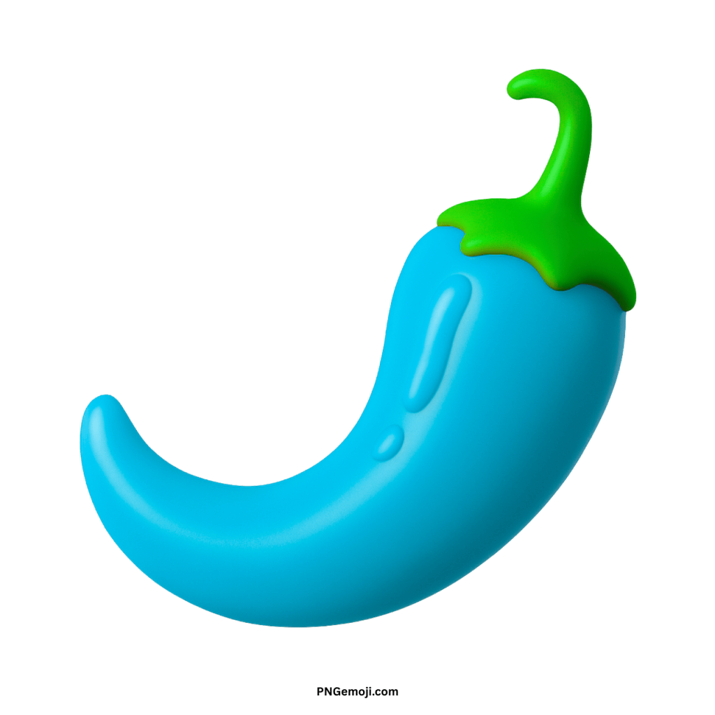 Blue hot pepper emoji icon with green stem symbolizing unique spicy chili design
