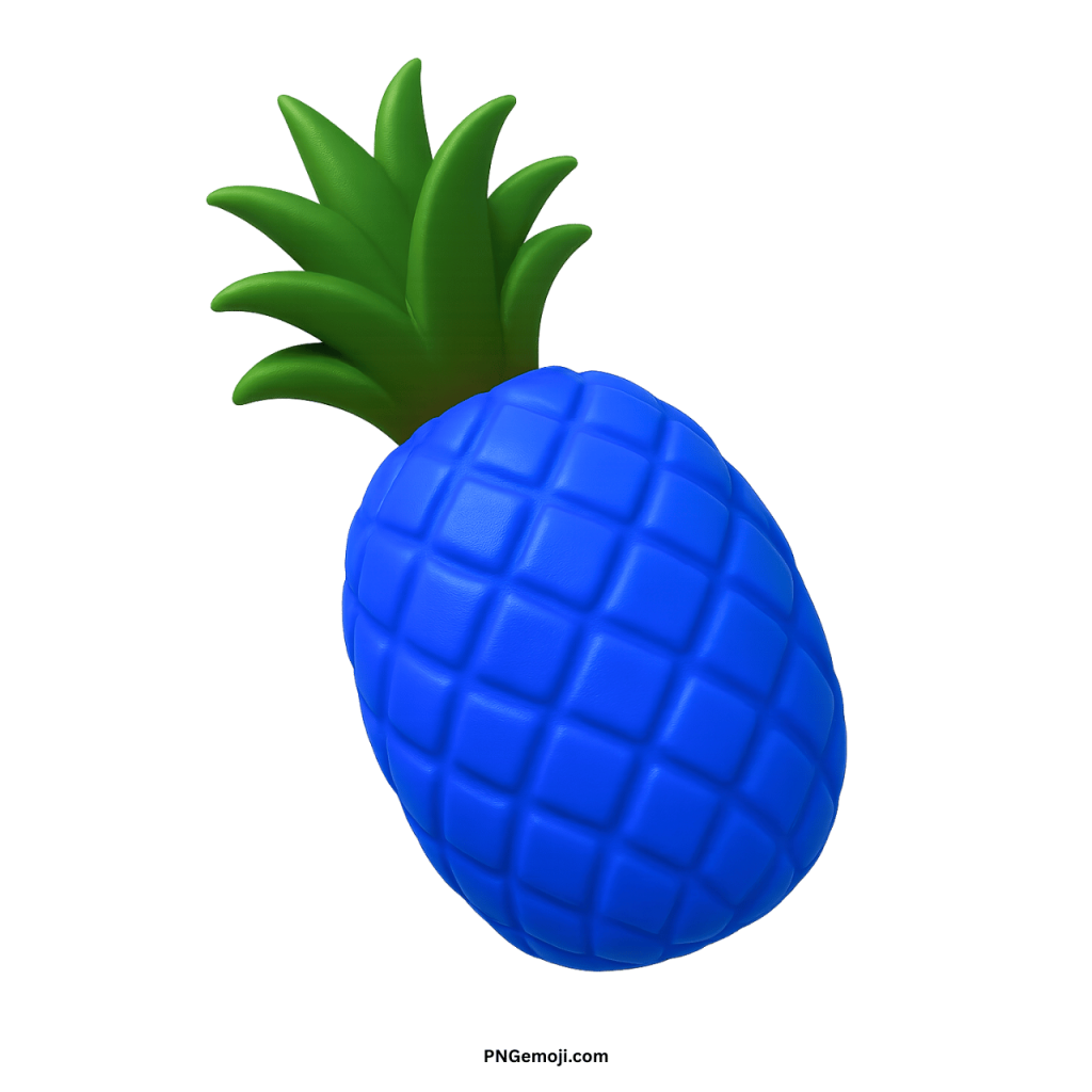 Blue pineapple emoji icon representing tropical fruit in unique digital design style.