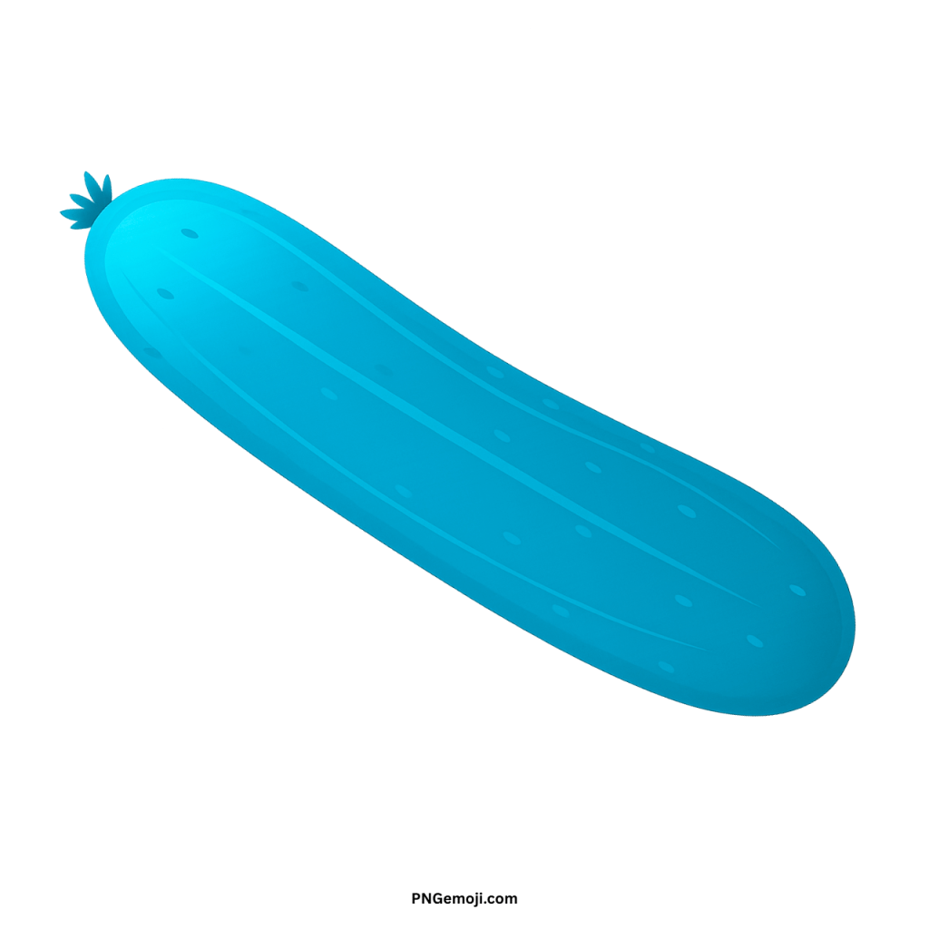  Cyan blue cucumber emoji clipart, cool-toned cartoon illustration of a fresh vegetable