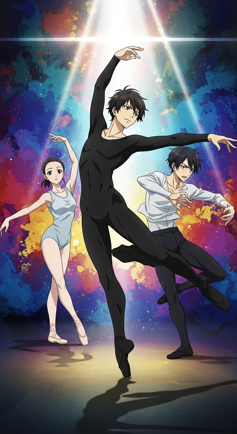 Dance Dance Danseur anime wallpaper featuring ballet dancers in elegant poses with vibrant colors