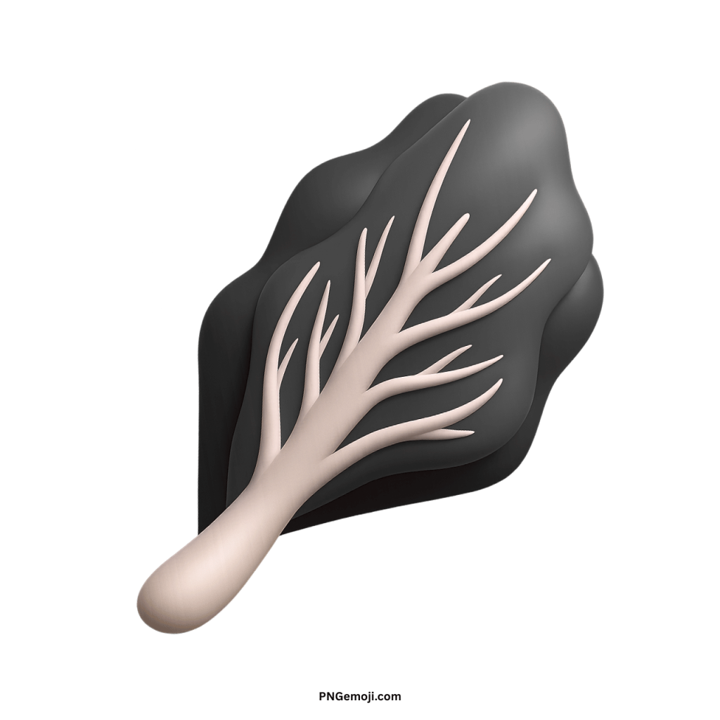 3D rendered dark gray leafy vegetable emoji with pinkish-white stem, for digital use.