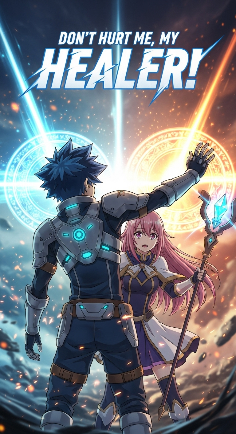 Don’t Hurt Me My Healer anime wallpaper with magical healer and warrior scene