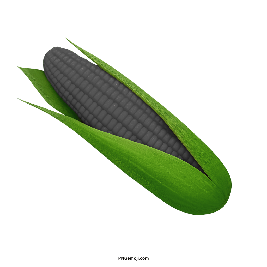 Fresh black ear of corn PNG with green husk vegetable isolated on transparent background