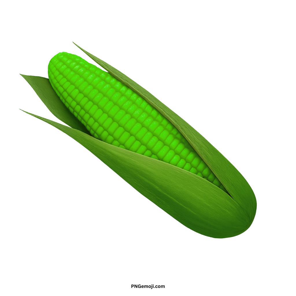 Fresh green ear of corn PNG with green husk isolated on transparent background