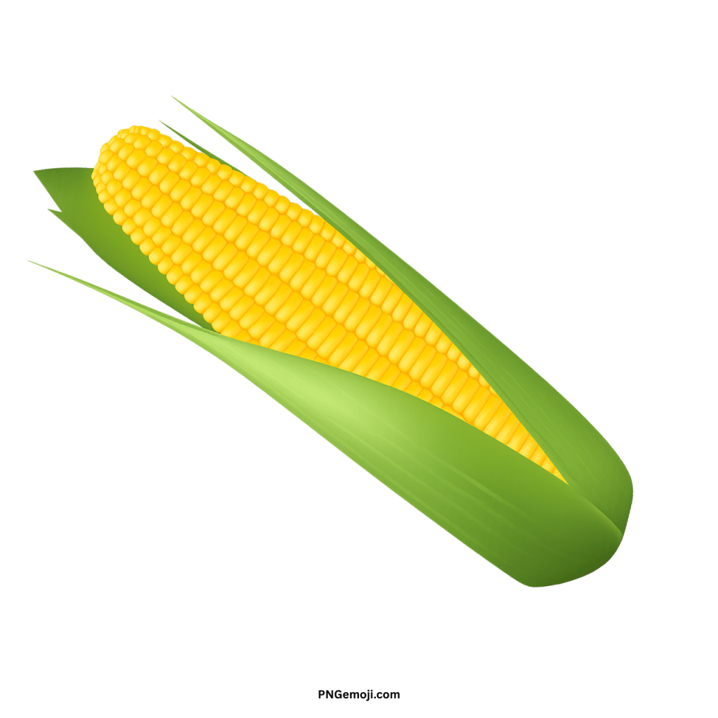 Fresh yellow ear of corn PNG with green husk vegetable isolated on transparent background