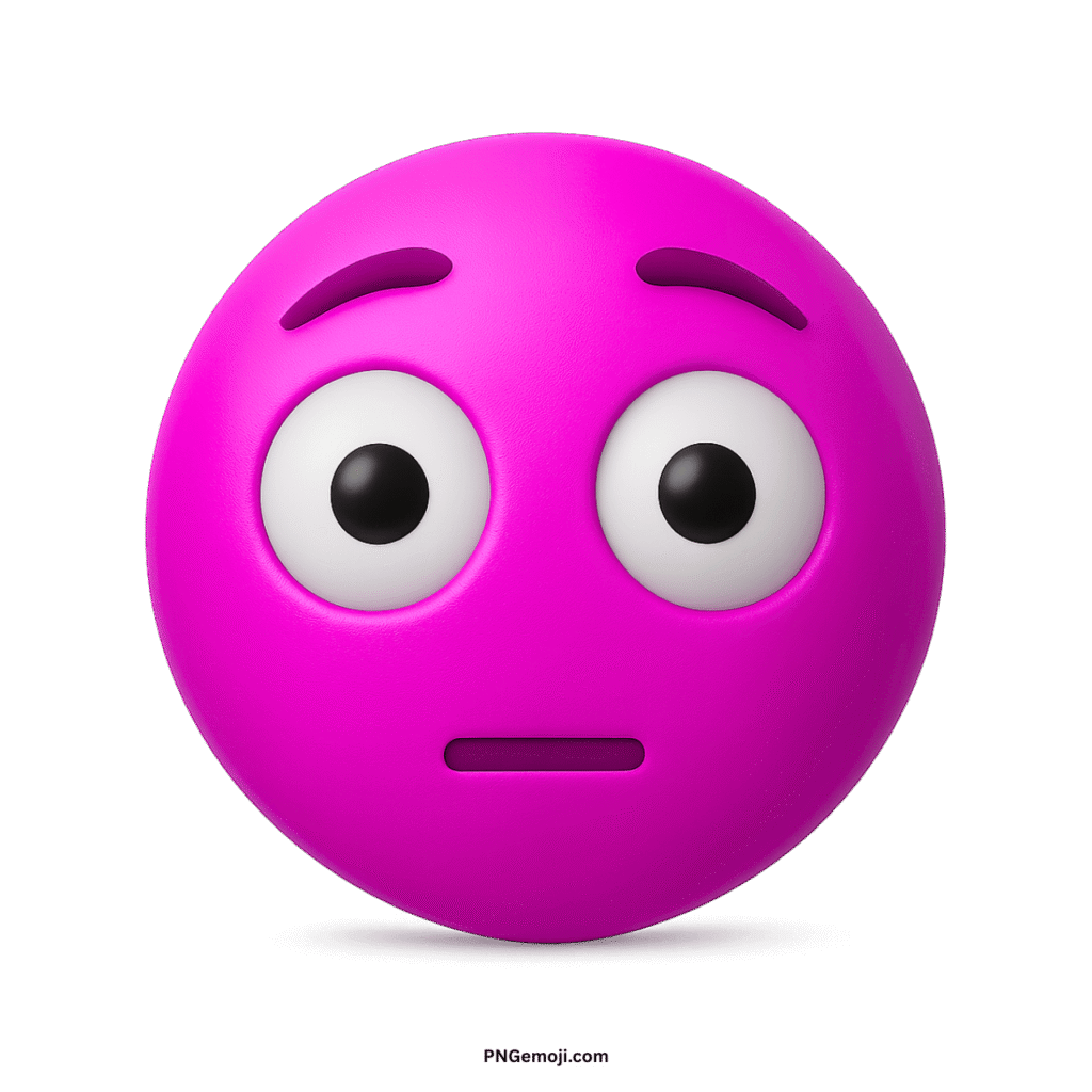  Flushed pink 3D emoji with wide-open eyes, raised eyebrows, and a flat mouth,