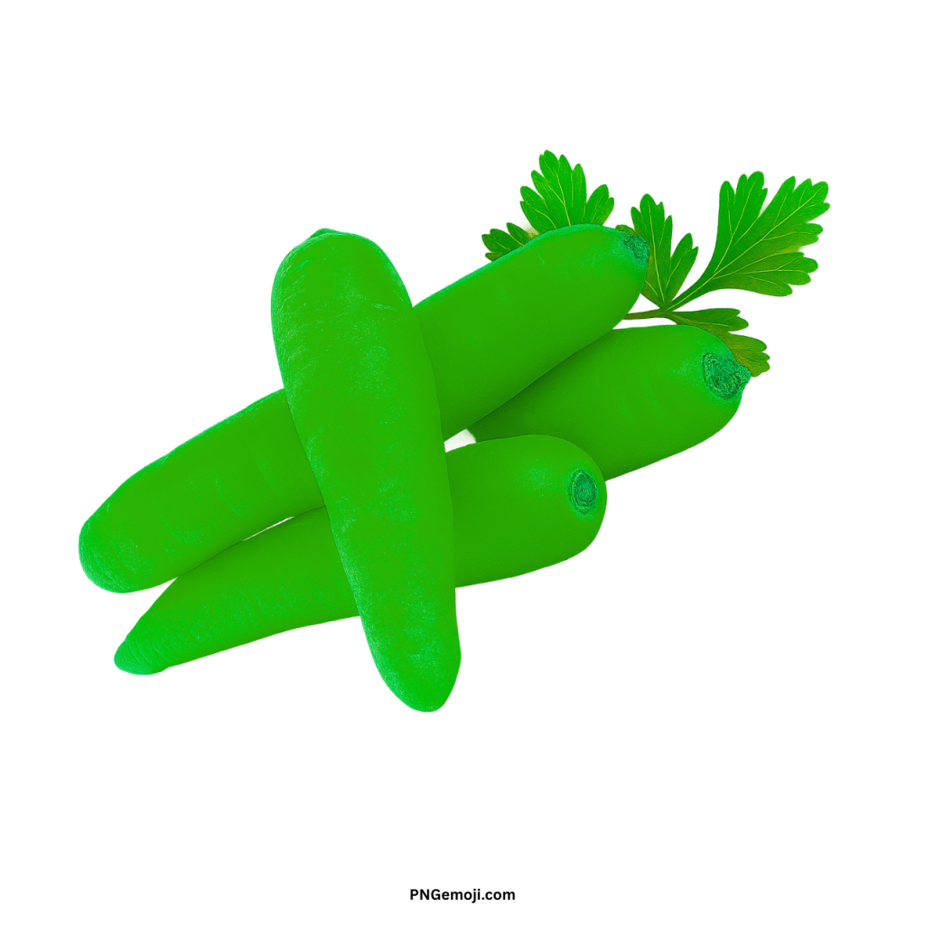 Fresh green carrot PNG with leafy top on transparent background for food and diet design
