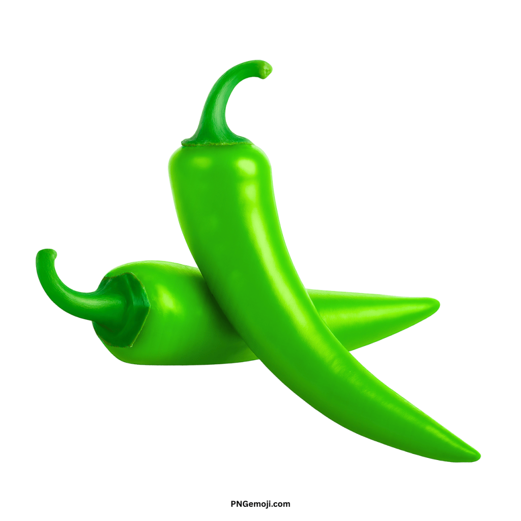 Fresh green chili pepper PNG isolated, spicy vegetable emoji icon for digital use
