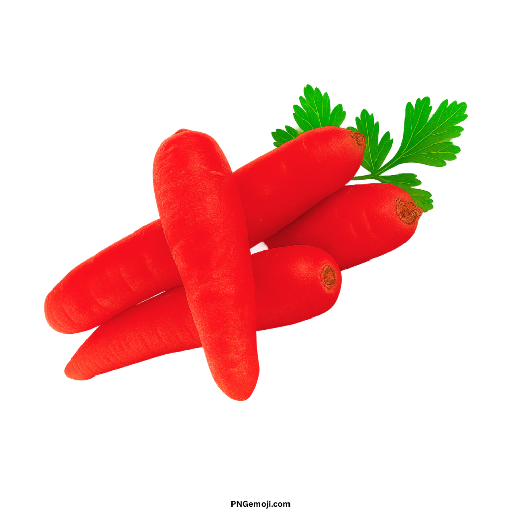 Fresh organic carrot PNG with green leaves isolated on transparent background for healthy food design
