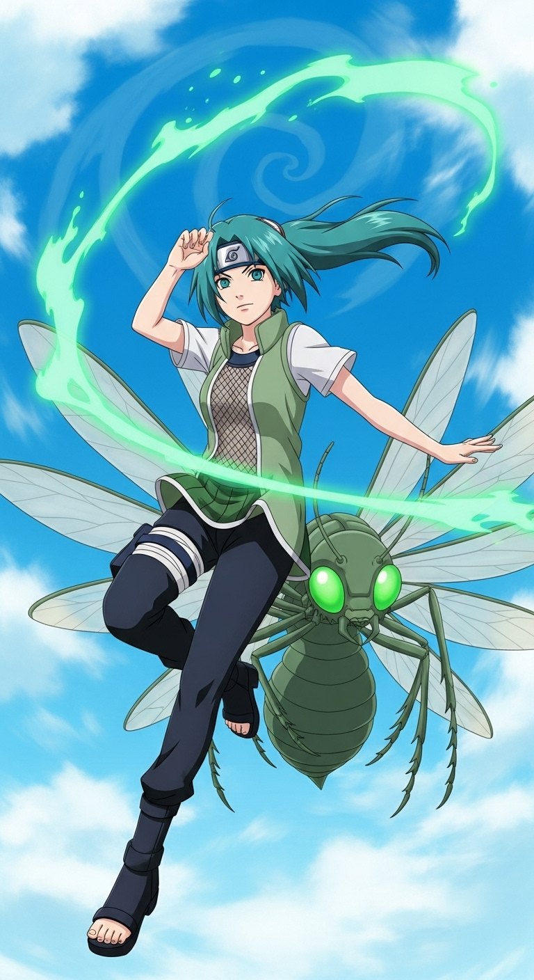 Fuu Jinchuuriki with green chakra and giant insect Naruto anime wallpaper