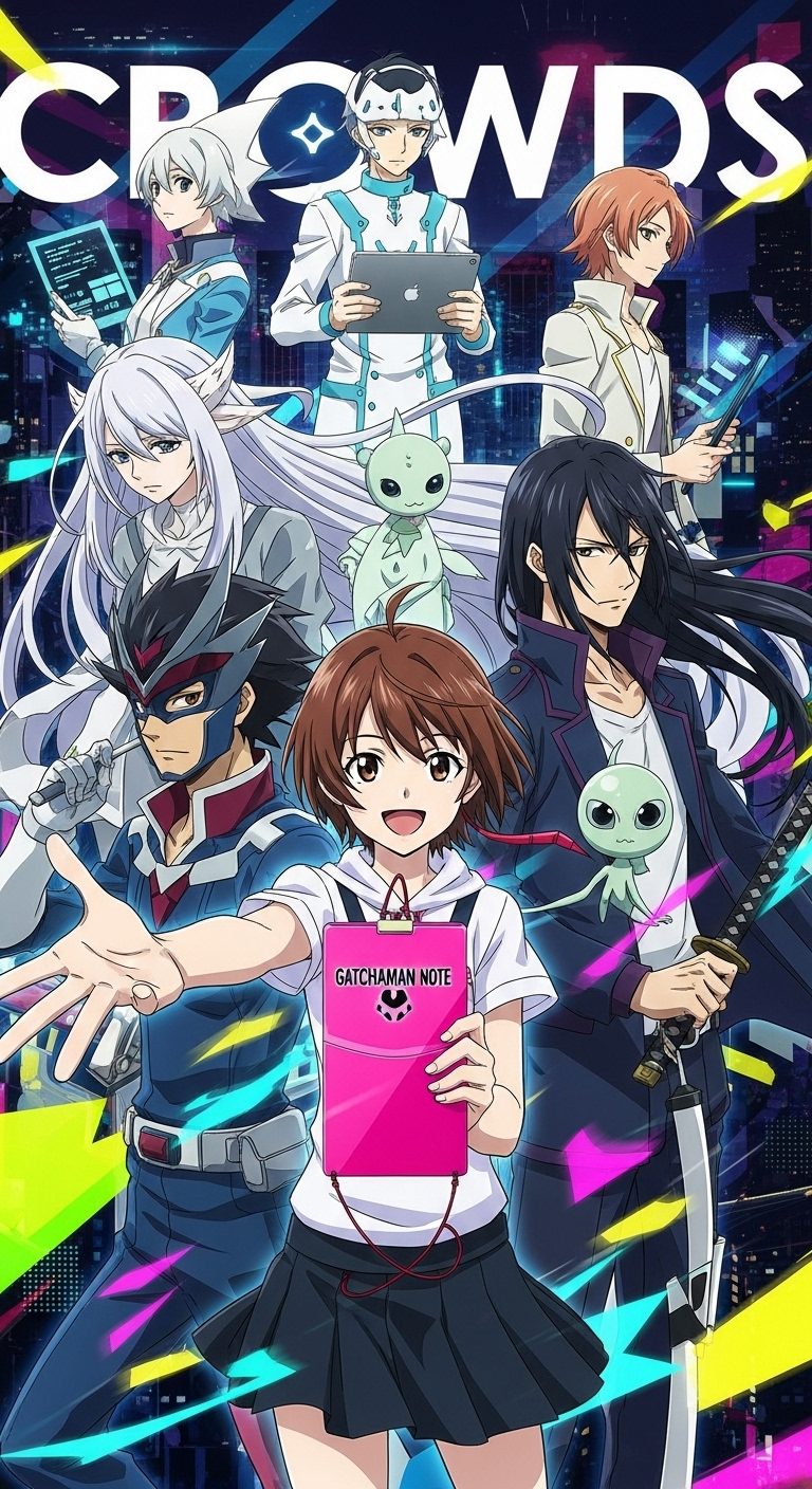 Gatchaman Crowds anime characters team wallpaper with Hajime Ichinose and other heroes in HD