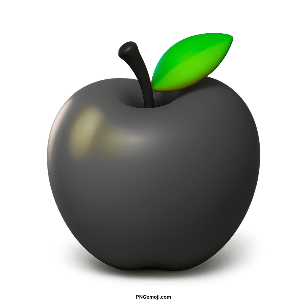 A monochrome 3D gray apple emoji with a green leaf and black stem.


