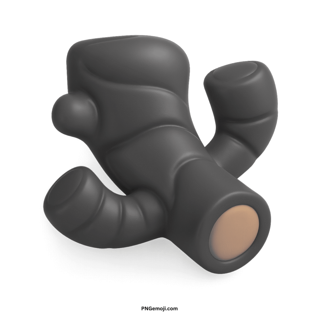 3D rendered matte gray ginger root emoji with a natural-colored cut end.