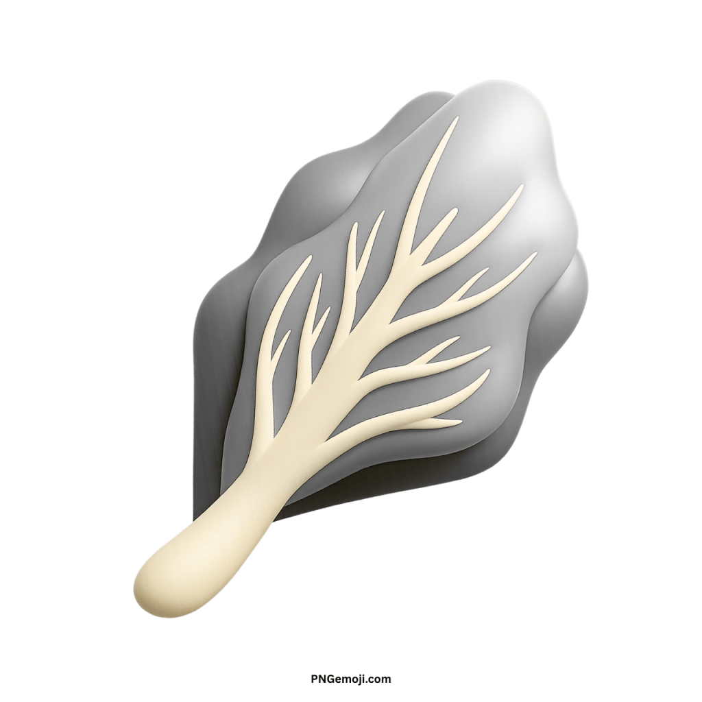 3D rendered gray leafy vegetable emoji with cream stem, for modern digital design.
