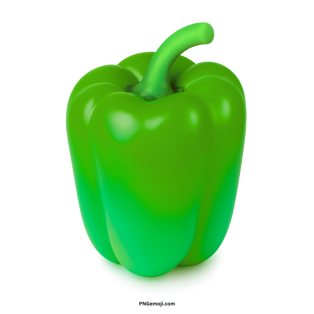 Green bell pepper emoji icon in 3D style with glossy finish and stem PNG