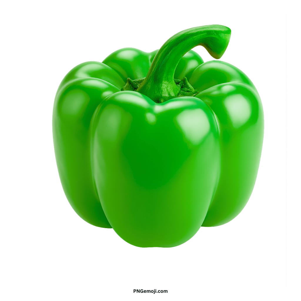Fresh green bell pepper PNG isolated on transparent background for food, recipe, and kitchen design