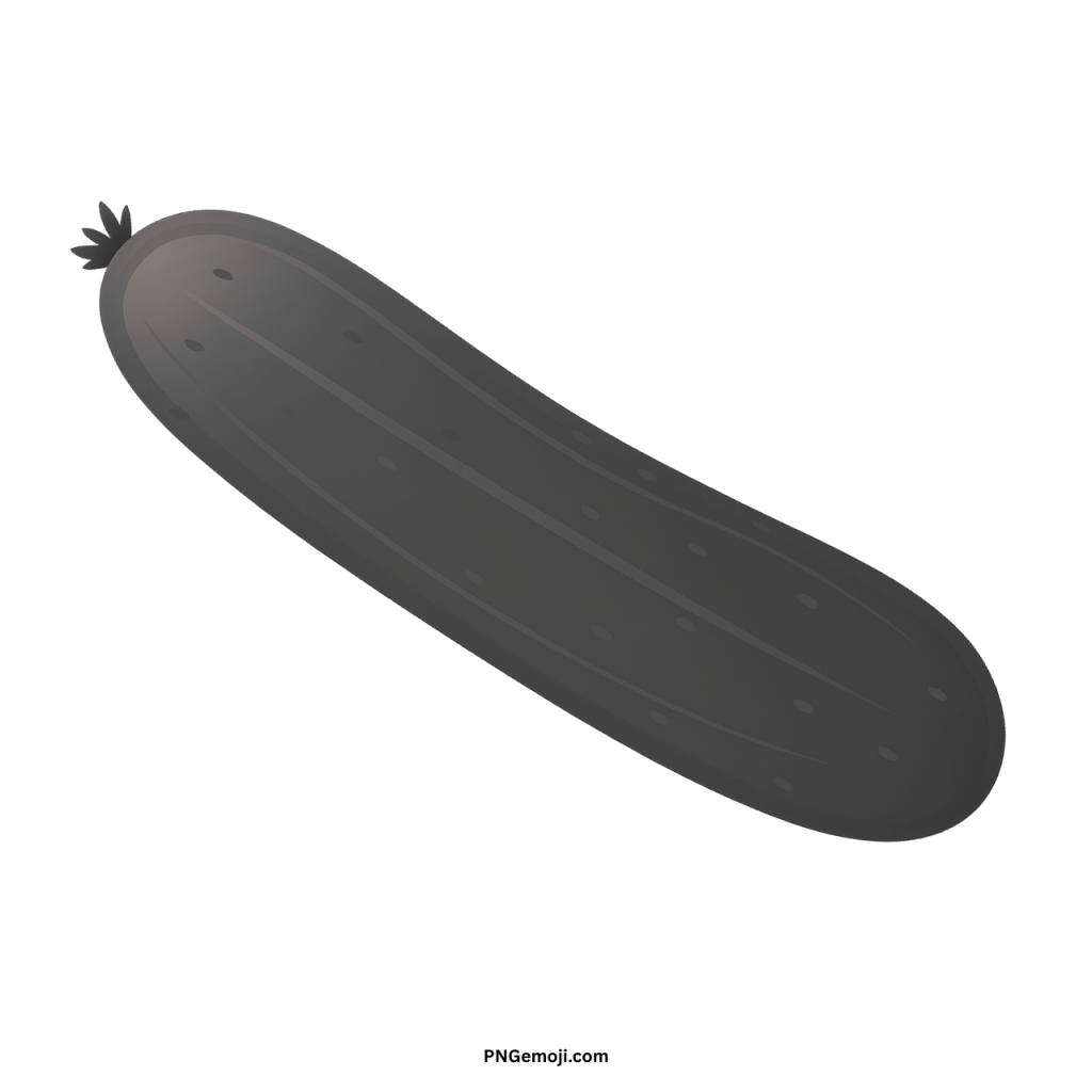  Grey cucumber emoji clipart, monochrome cartoon illustration of a fresh vegetable.