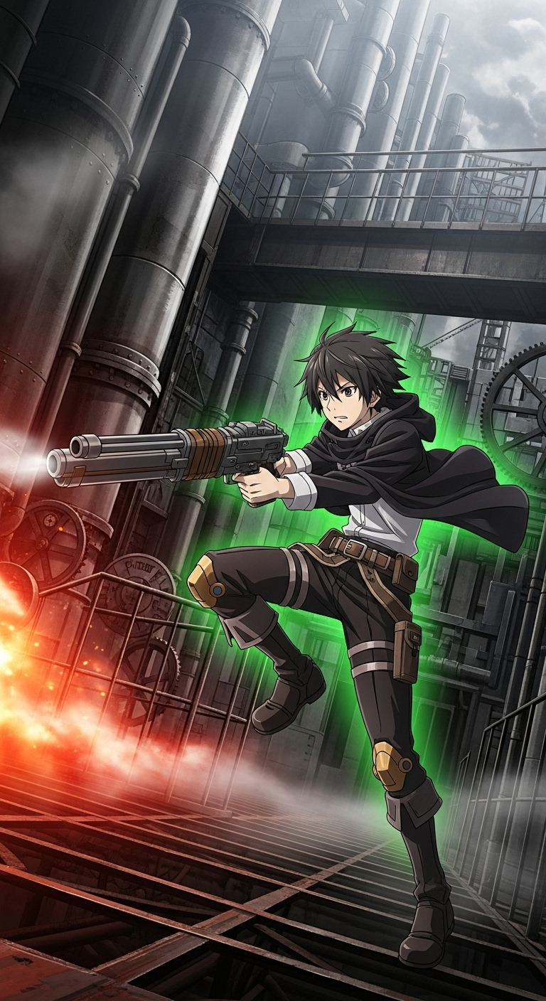 Ikoma firing weapon in Kabaneri of the Iron Fortress anime action wallpaper