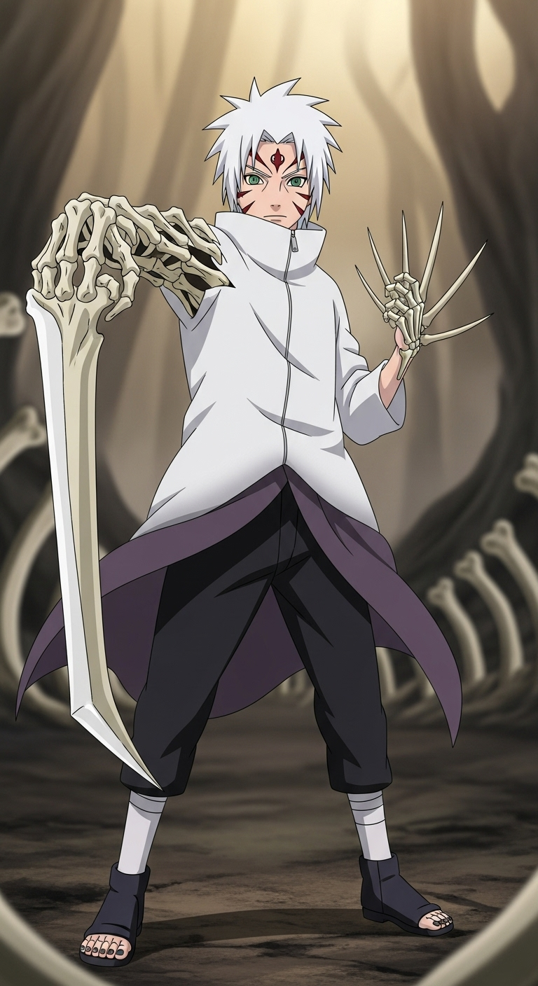 Kimimaro Naruto wallpaper with bone sword and Shikotsumyaku ability in anime background