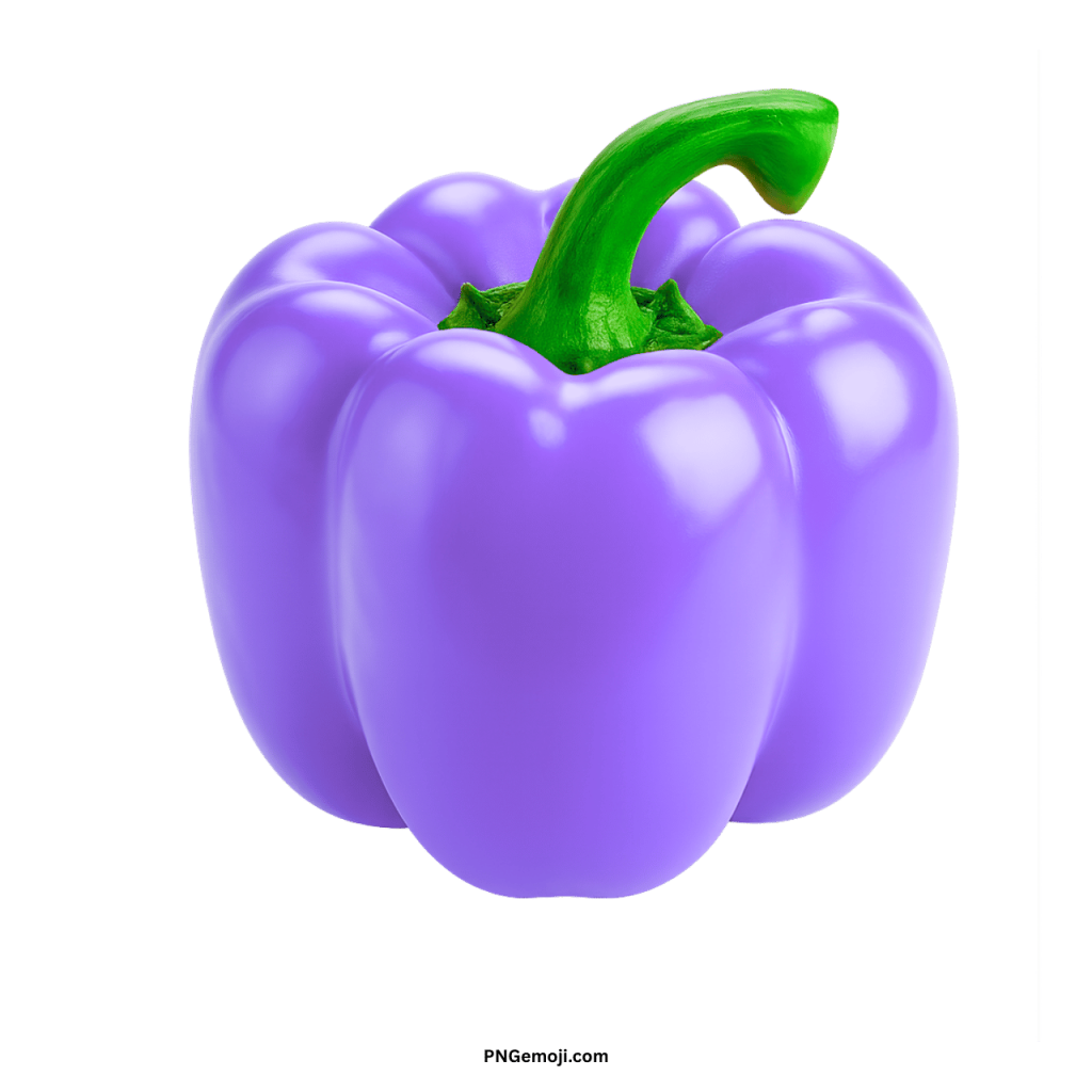 Realistic light purple bell pepper PNG vegetable illustration with glossy surface and green stem
