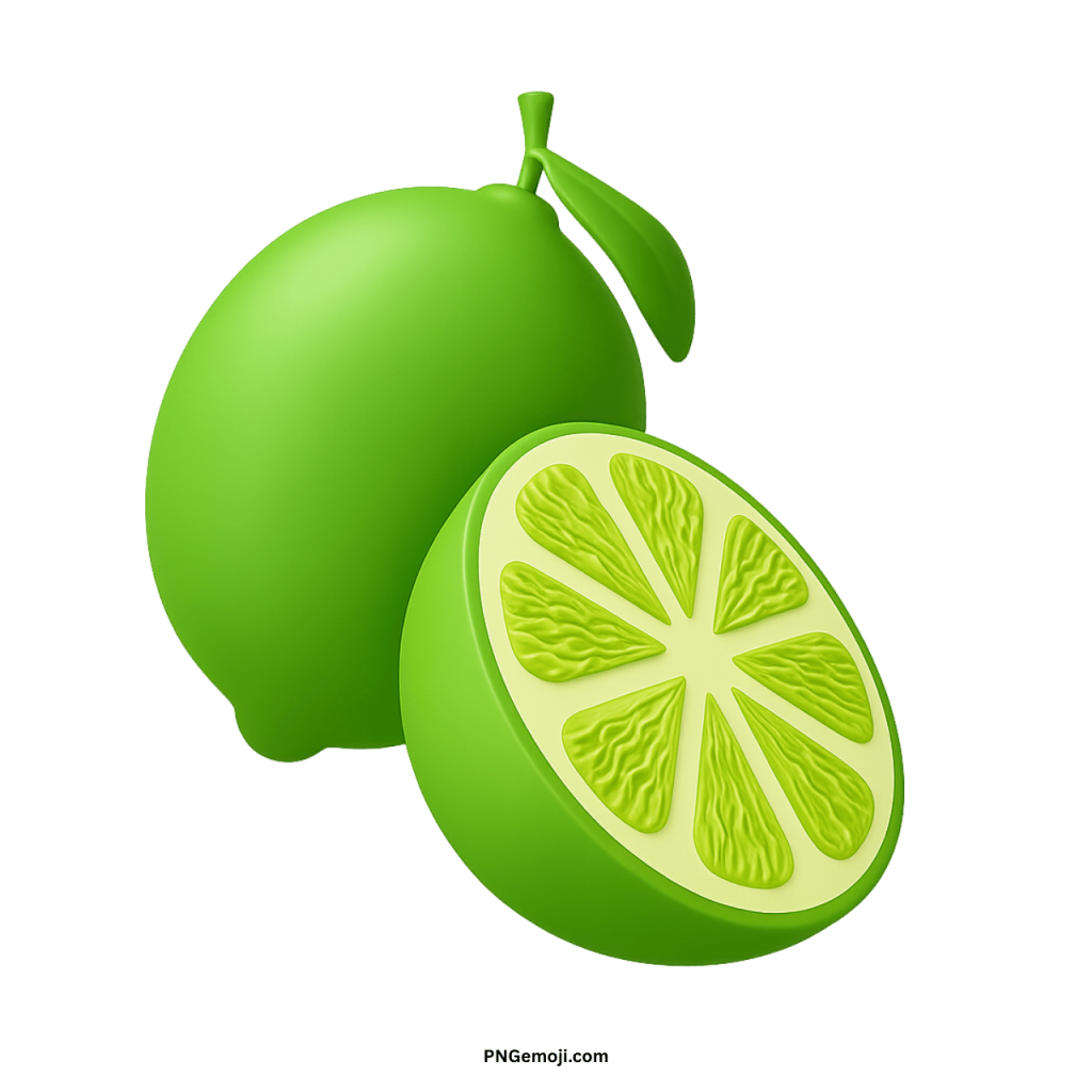 Lime emoji green citrus fruit digital symbol showing sliced wedge design for keyboards and chats.