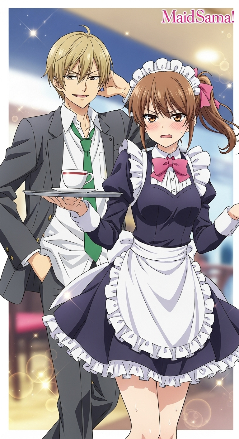 Maid Sama anime wallpaper featuring Misaki Ayuzawa and Usui Takumi in romantic comedy scene