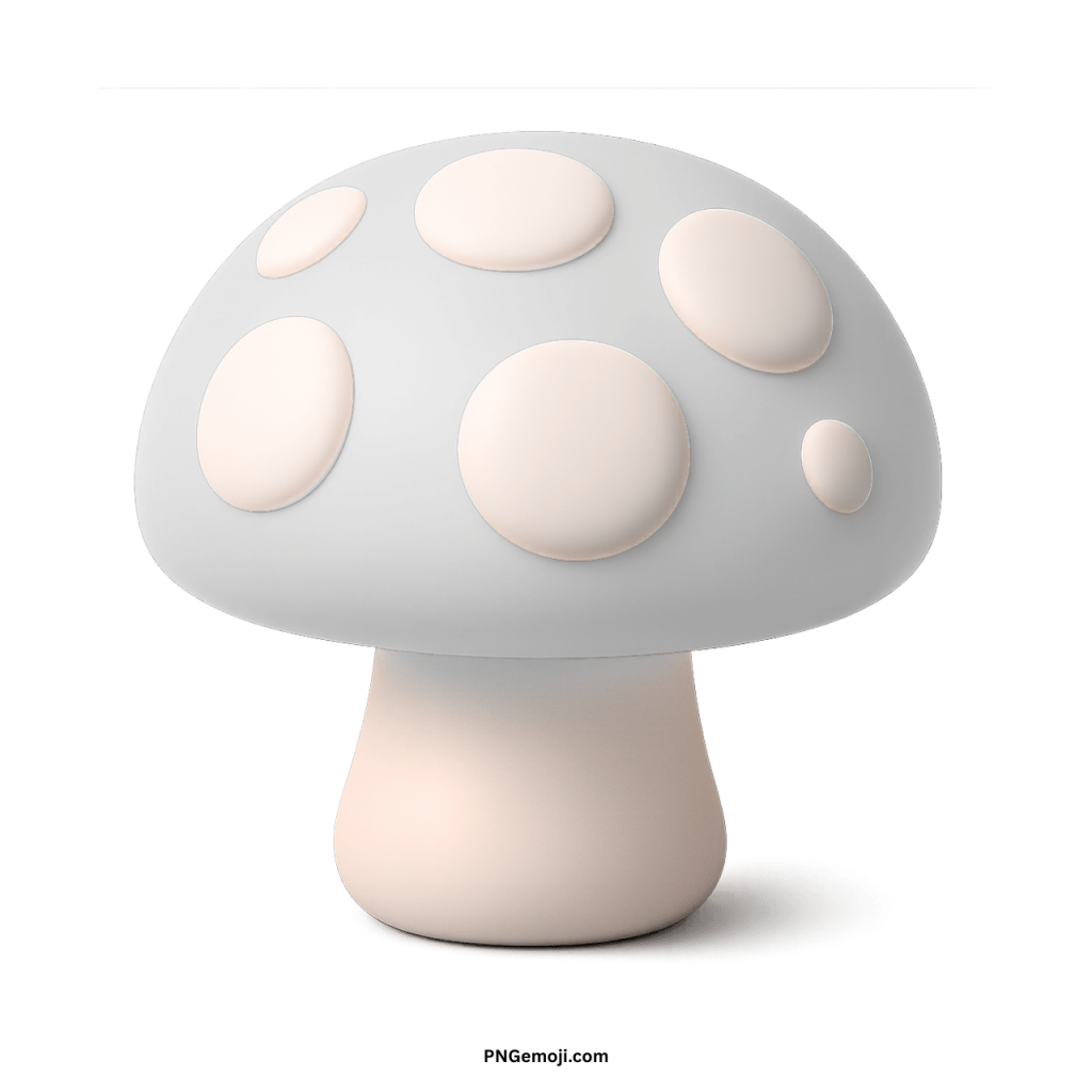 White mushroom emoji with round spots digital icon for keyboards and social media