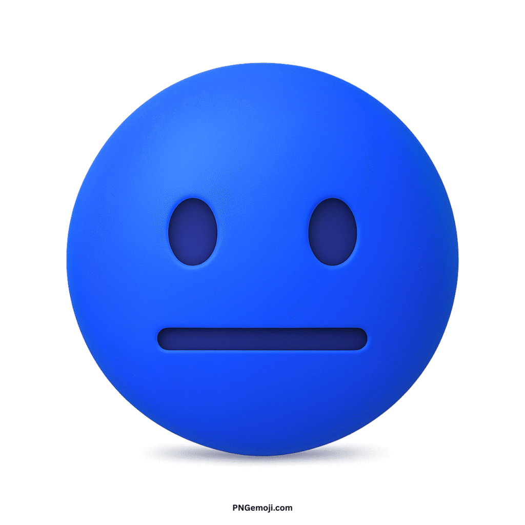 Blue neutral face emoji on a black background, expressing a flat, indifferent, or calm emotion.