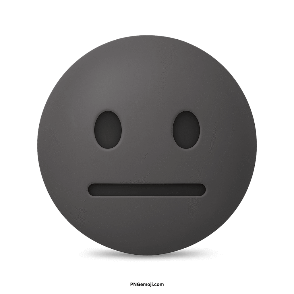  Gray neutral face emoji on a black background, expressing a flat, indifferent, or calm emotion.
