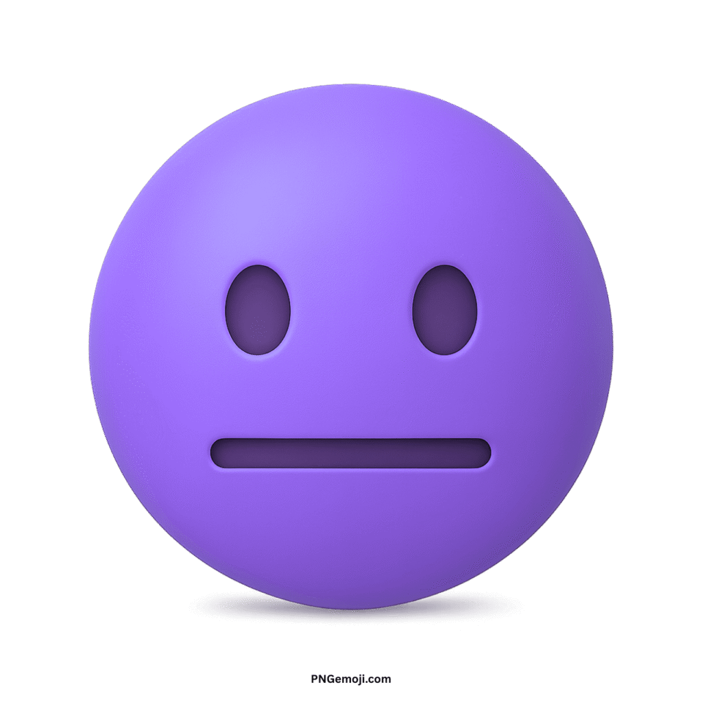  Purple neutral face emoji on a black background, expressing a flat, indifferent, or calm emotion.
