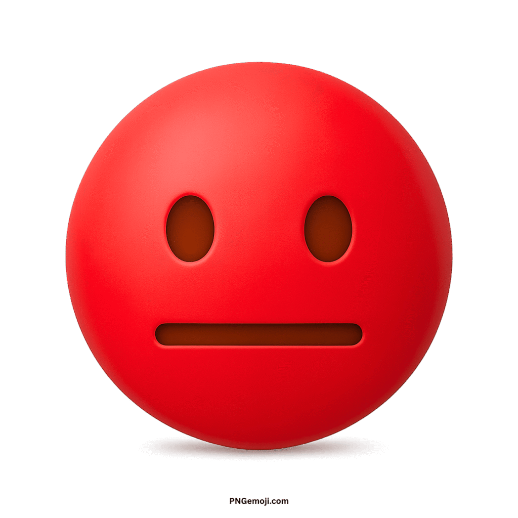 Red neutral face emoji on a black background, expressing a flat, indifferent, or calm emotion.