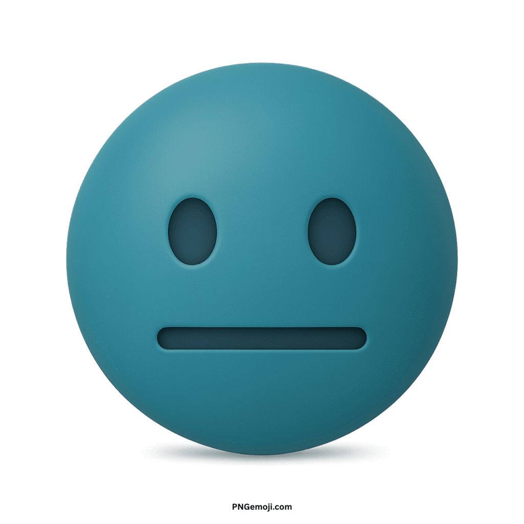 Teal neutral face emoji on a black background, expressing a flat, indifferent, or calm emotion.