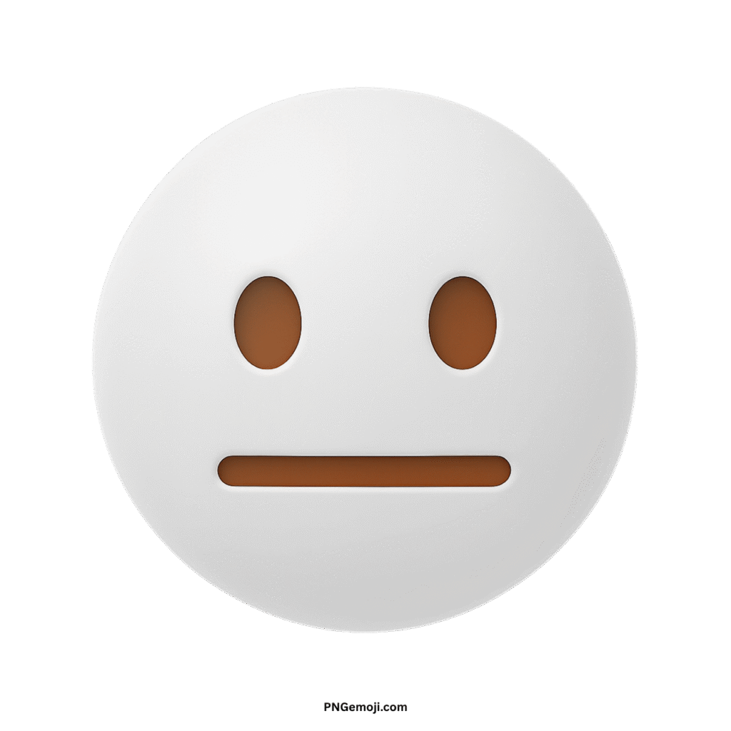 White neutral face emoji on a black background, expressing a flat, indifferent, or calm emotion.