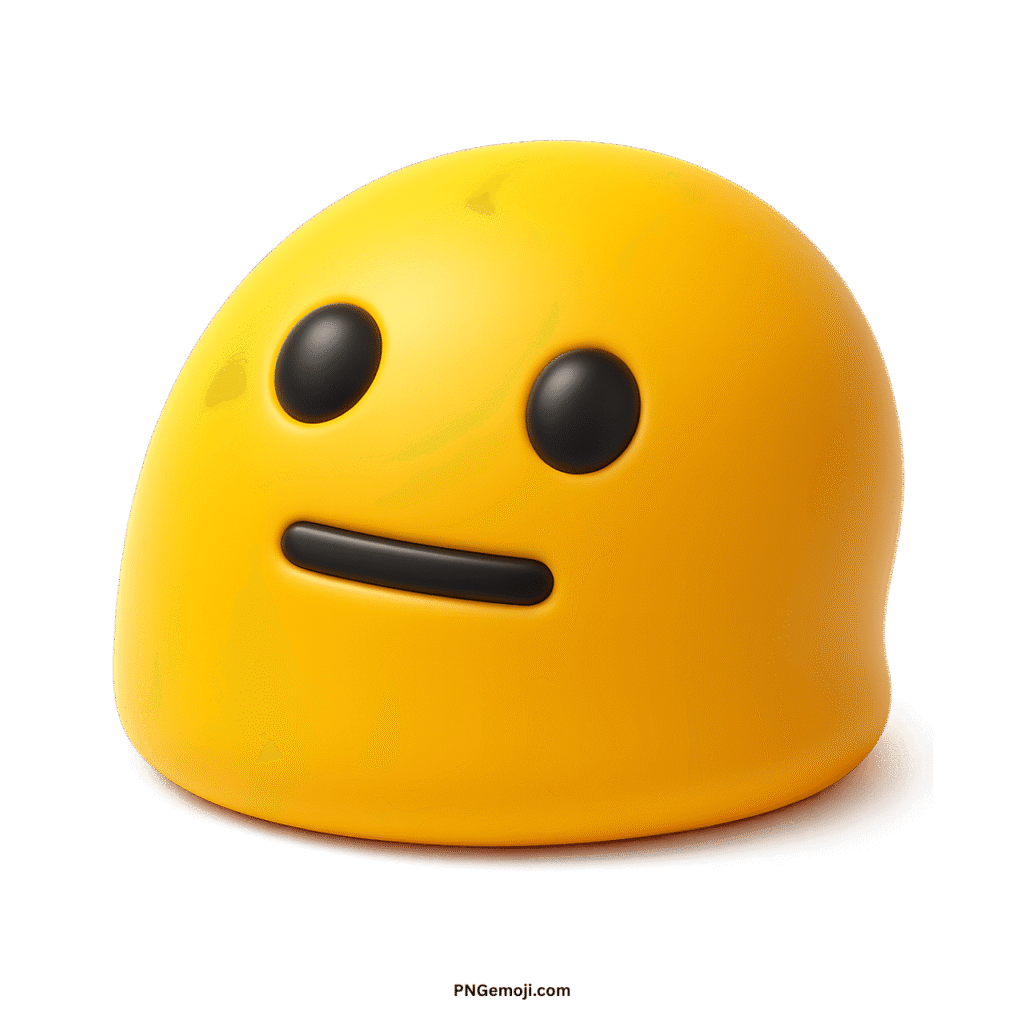  Yellow blob-like neutral face emoji with black features on a dark background.