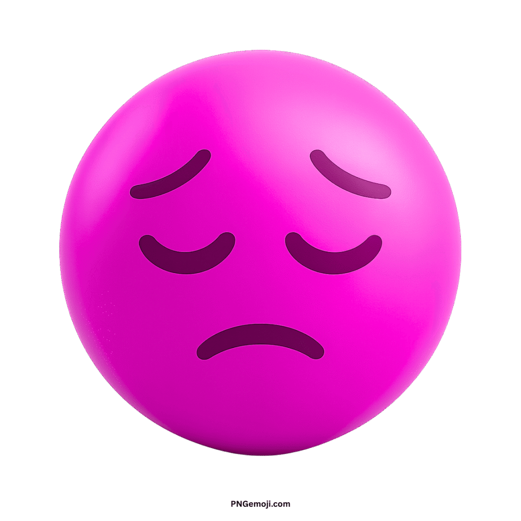 Pensive pink emoji with closed eyes and a down-turned mouth, conveying sadness or deep thought.