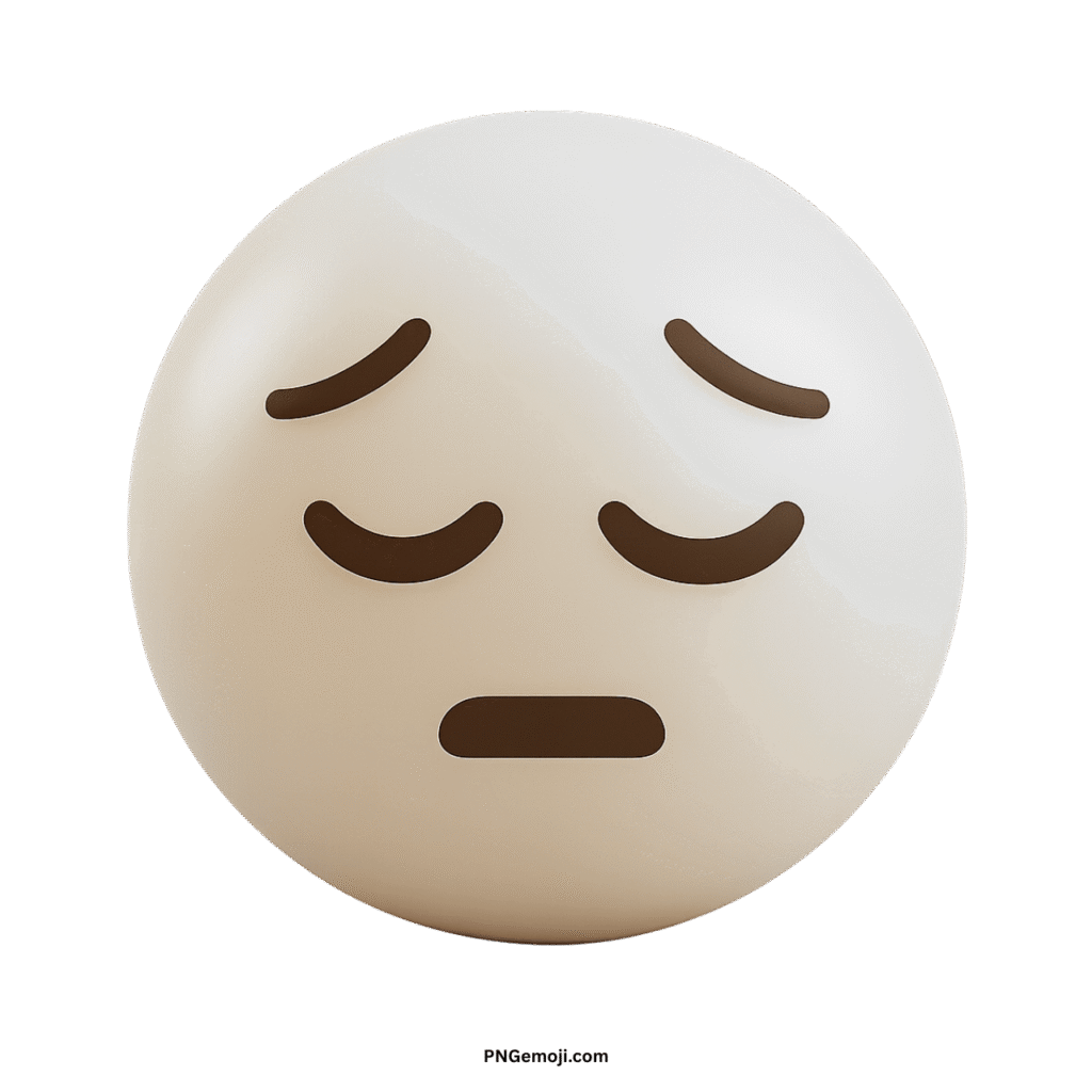 Pensive white emoji with closed eyes and a flat, sad mouth, showing deep thought or sadness.