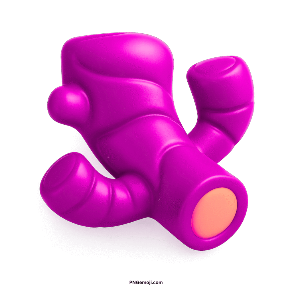  3D rendered hot pink ginger root emoji with a smooth, bright orange tip.