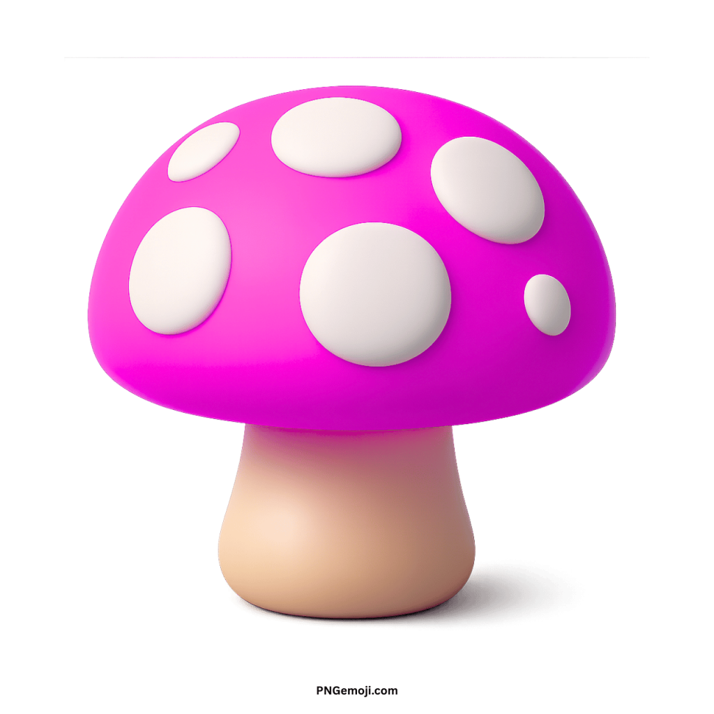 Pink mushroom emoji with white spots modern 3D keyboard icon for messages and social media