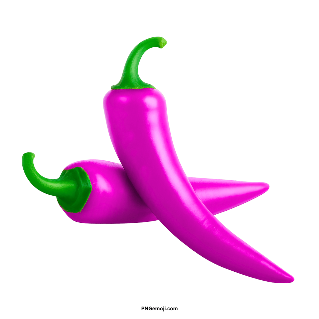 Bright purple chili pepper PNG isolated, unique spicy vegetable emoji icon for digital projects