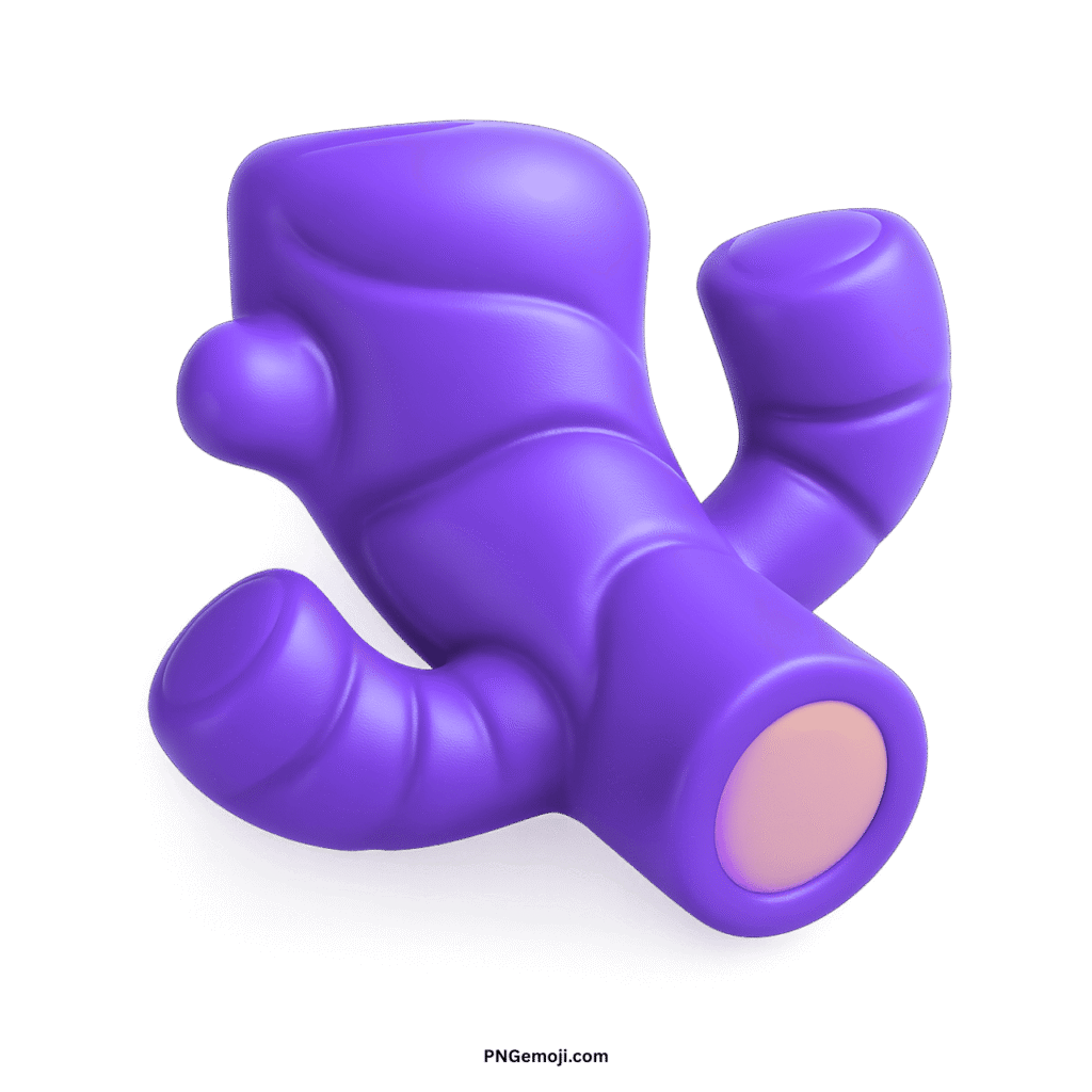  3D rendered vibrant purple ginger root emoji with smooth texture and light tip.